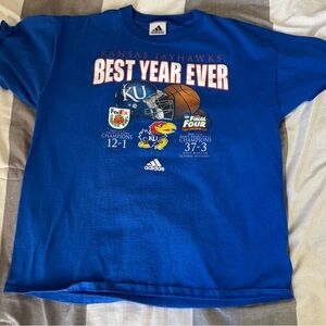 Adidas 2008 university of Kansas “best year” shirt.